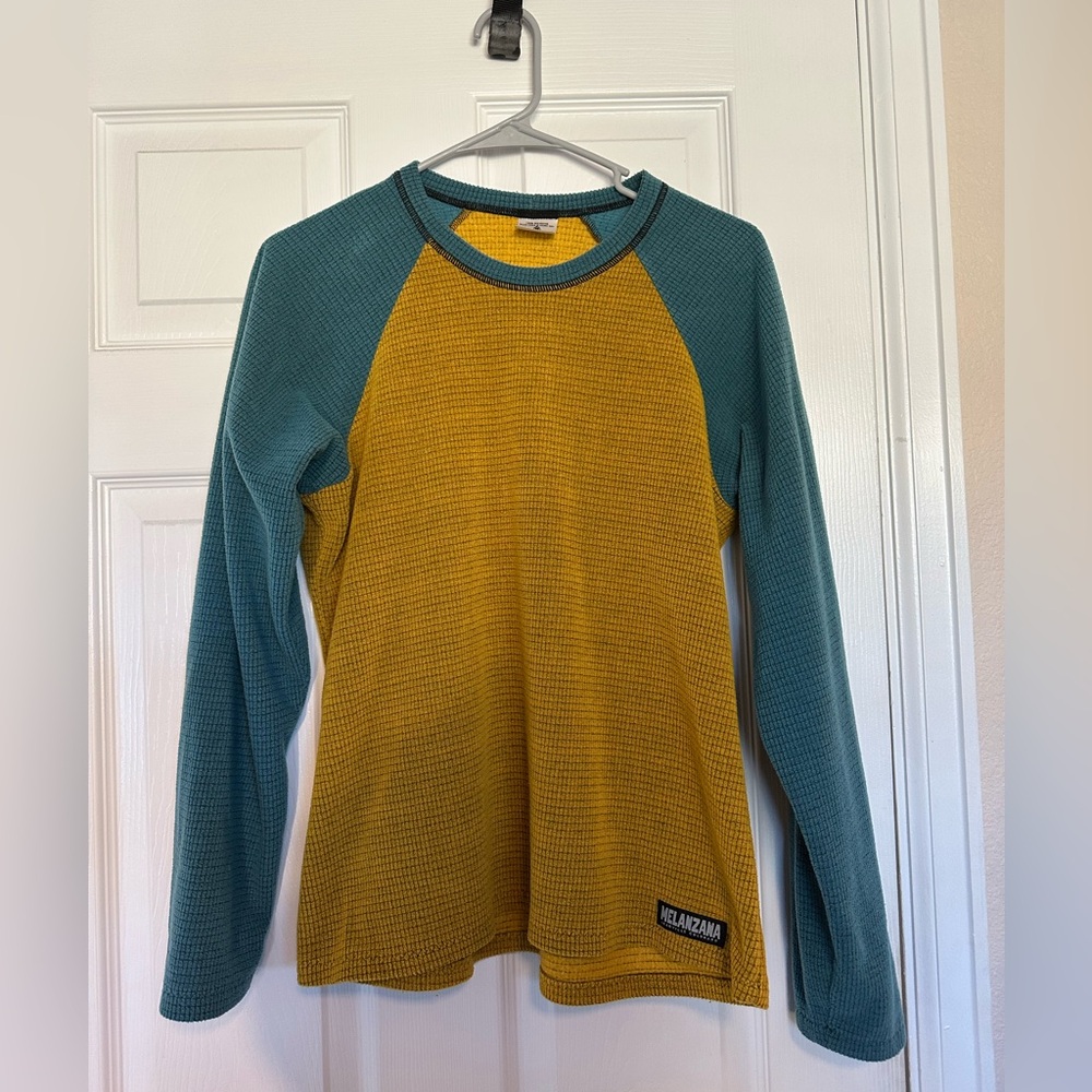 RARE Melanzana Mustard and Teal crew neck